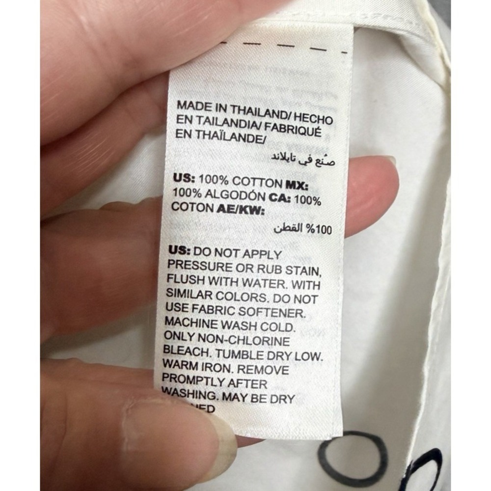 Chicos No-Iron White‎ Alphabet Print 3/4 Sleeve Cotton Blouse Size 1 Medium 8/10 - Picture 4 of 5
